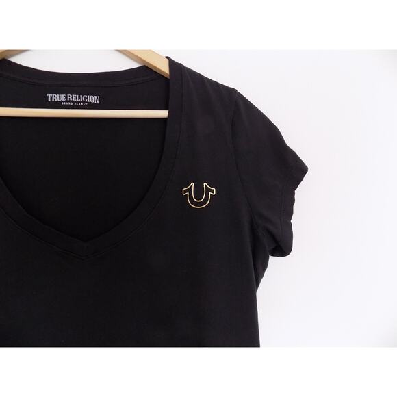 True Religion graphic tee t shirt black short sleeve womens size Medium - Picture 2 of 6